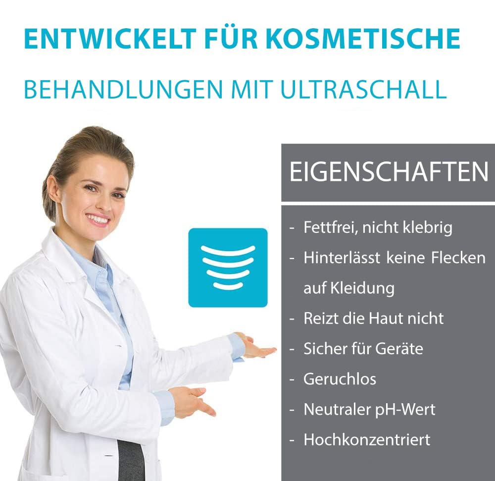 UB Hyaluron Ultraschallgel | Naturel Kontaktgel | Ultraschall Gel mit Hyaluronsäure | ✓ Ultraschallgerät ✓ Mikrostrom ✓ Radiofrequenz ✓ EMS | Feuchtigkeitsspendendes Leitgel für Gesicht & Körper