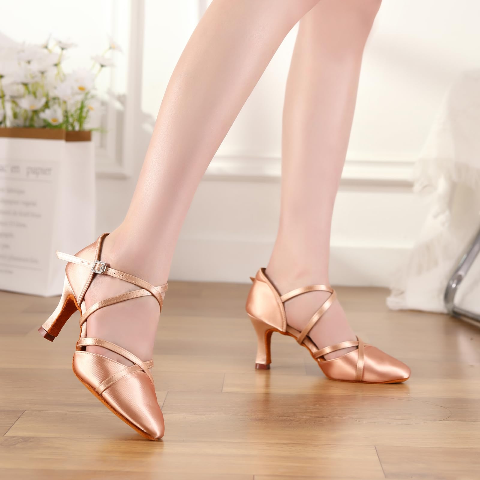 HROYL Scarpe da Ballo Latino Americano Donna Chiuse Scarpe Ballo Salsa da Sala.EM933