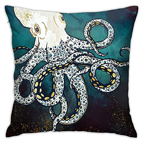 Tanoshiikoya Octopus Decor Throw Pillow Cover Standard 18 X 18 Ocean Theme Pillow Covers Cushion Cover Pillow Shell Bed Pillow Case