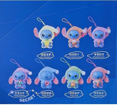 Peluş Stitch Oyuncak, Sürpriz Paket, Askılı, 15 cm, Mavi