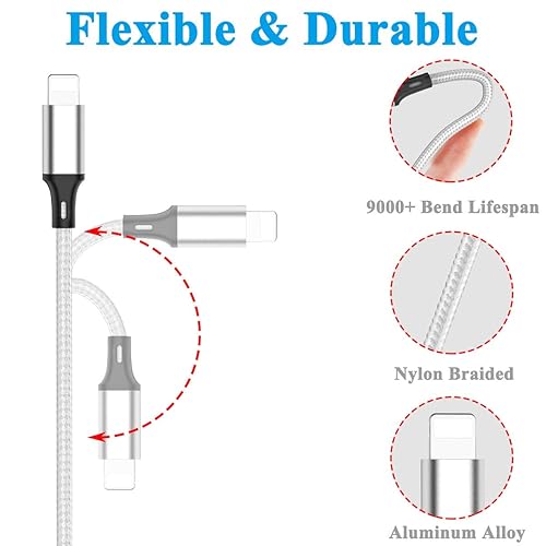 Miniatura 4 de ONLYTANG Cable de carga múltiple, (2 unidades de 5 pies), cable de carga multiUSB de nailon de aluminio 3 en 1, cable de carga múltiple universal
