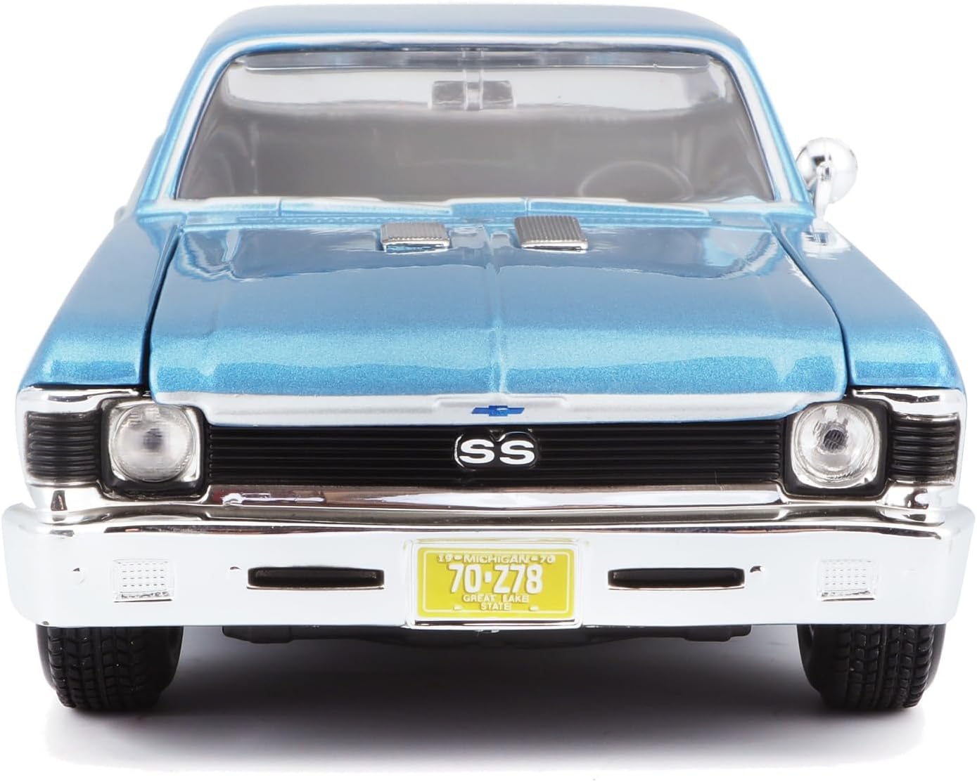 Maisto 1970 Chevrolet Nova SS Coupe Hard Top,1/24 Scale Diecast Model Toy Car (Blue,31262)