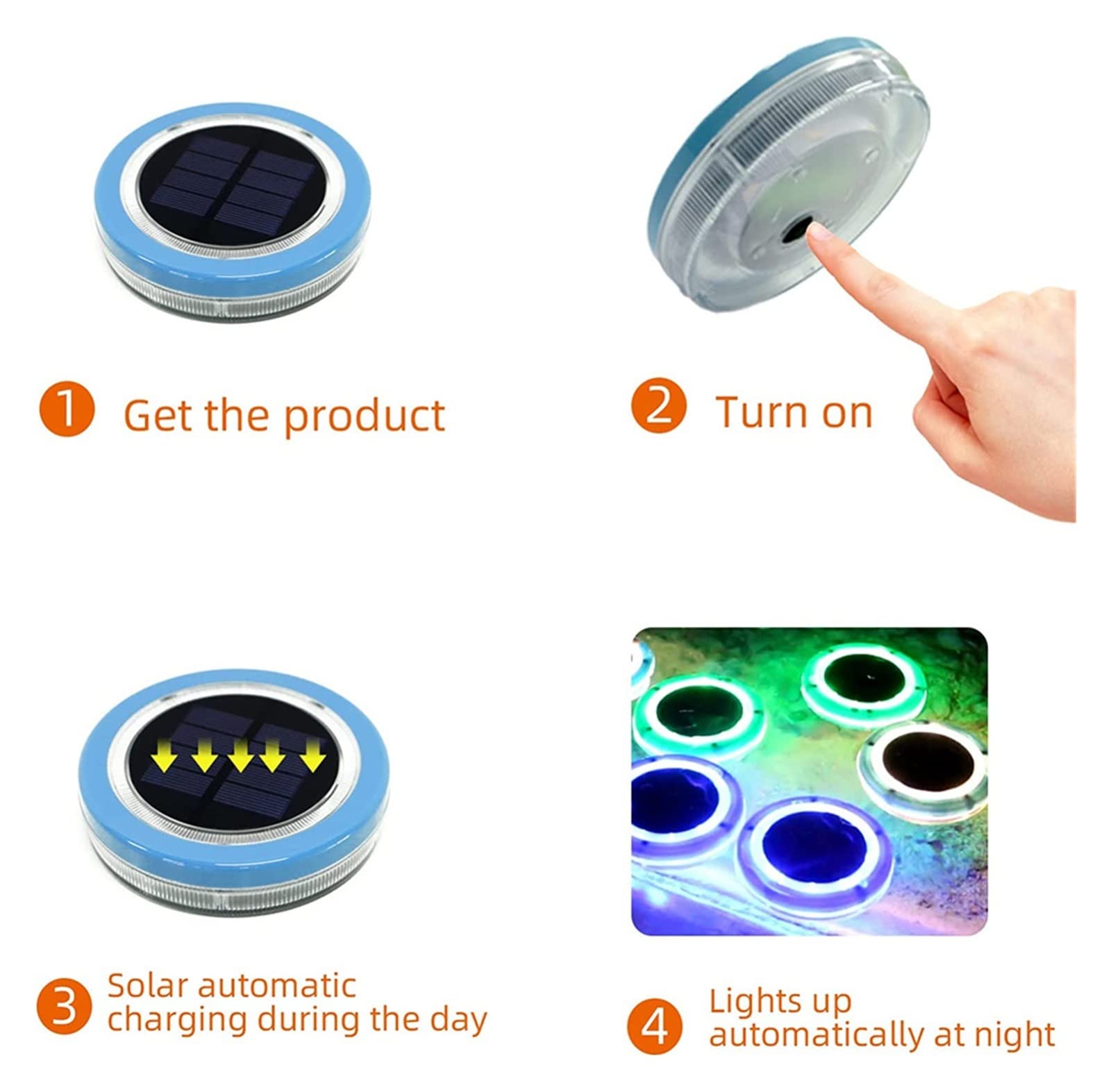 Solar-LED-Poolbeleuchtung, schwimmend, wasserdicht, Teichbeleuchtung, Unterwasser-Schwimmbadlampe, Garten, blaue Schwimm-Außenpoolbeleuchtung Wasserdicht Sicher(Green light,4PCS)