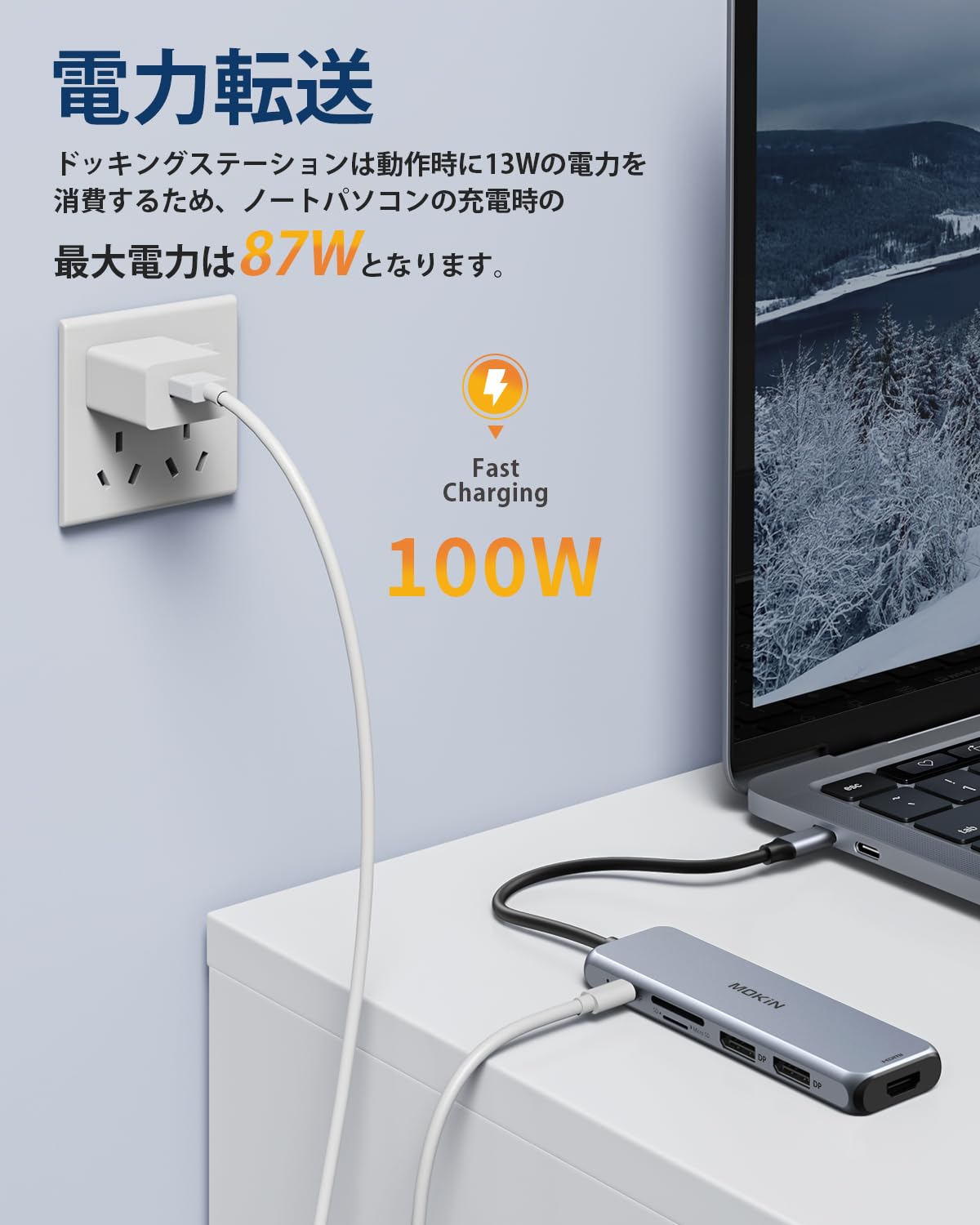 ドッキングステーション、3画面モード出力2DP+1HDMI+POWER ドッキング