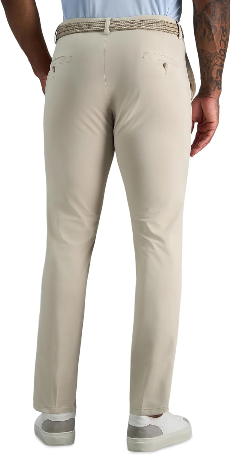 Haggar Mens Sport Travel Performance Athletic Fit Flat Front Stretch Casual Pant