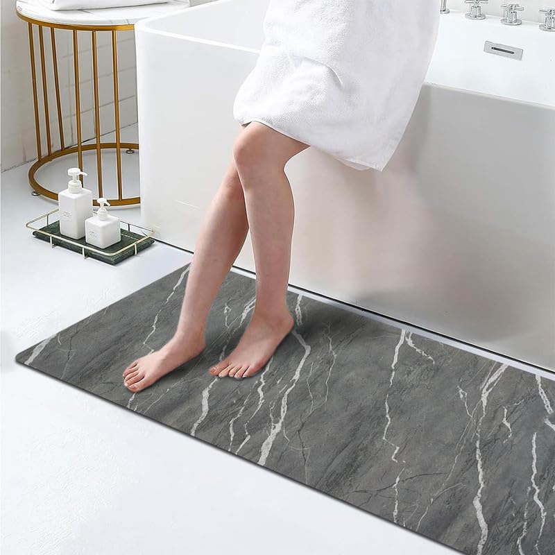 Petgrow Earth Bath Rug Quick Dry Bathroom Runner Rug Absorbent Stain Resistant 2FTX7FT,Non-Slip Long Bath Rug Runner Carpet Door Mat for Hallway Floor Entryway Laundry,Easy to Clean/Custom Size?Grey