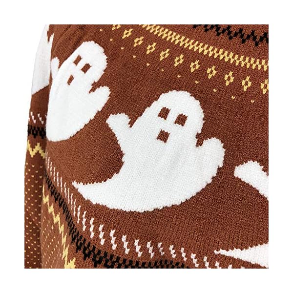 YEMOCILE Knitted Sweater for Women with Cute Ghost Pattern Gothic Streetwear with Long Sleeves for Girls Orange