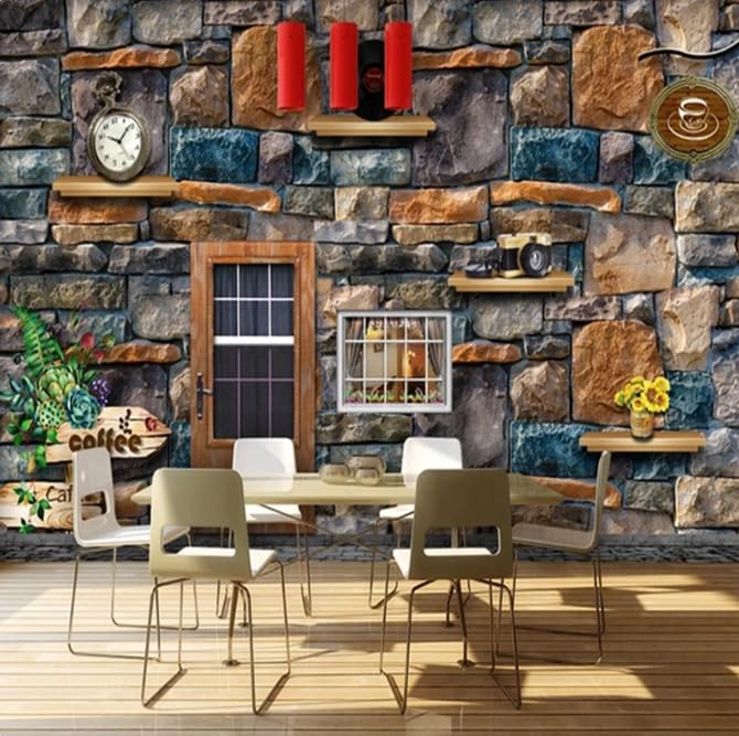 Papier peint photo mural 3D pour habiller un mur vide de café ou de restaurant