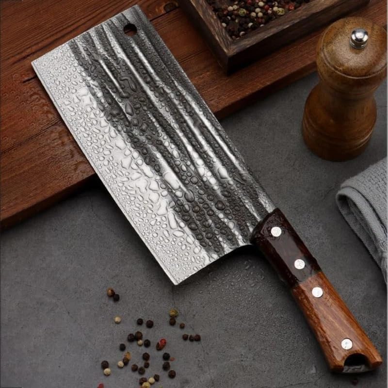 Meat Cleaver,Cleaver Knife 7.5 Inch Handmade Forged Kitchen Chef Knife For Household Meat Slicing Vegetables Cutter High Hardness Stainless Steel Butcher Cleaver, LAMAJIGA5844