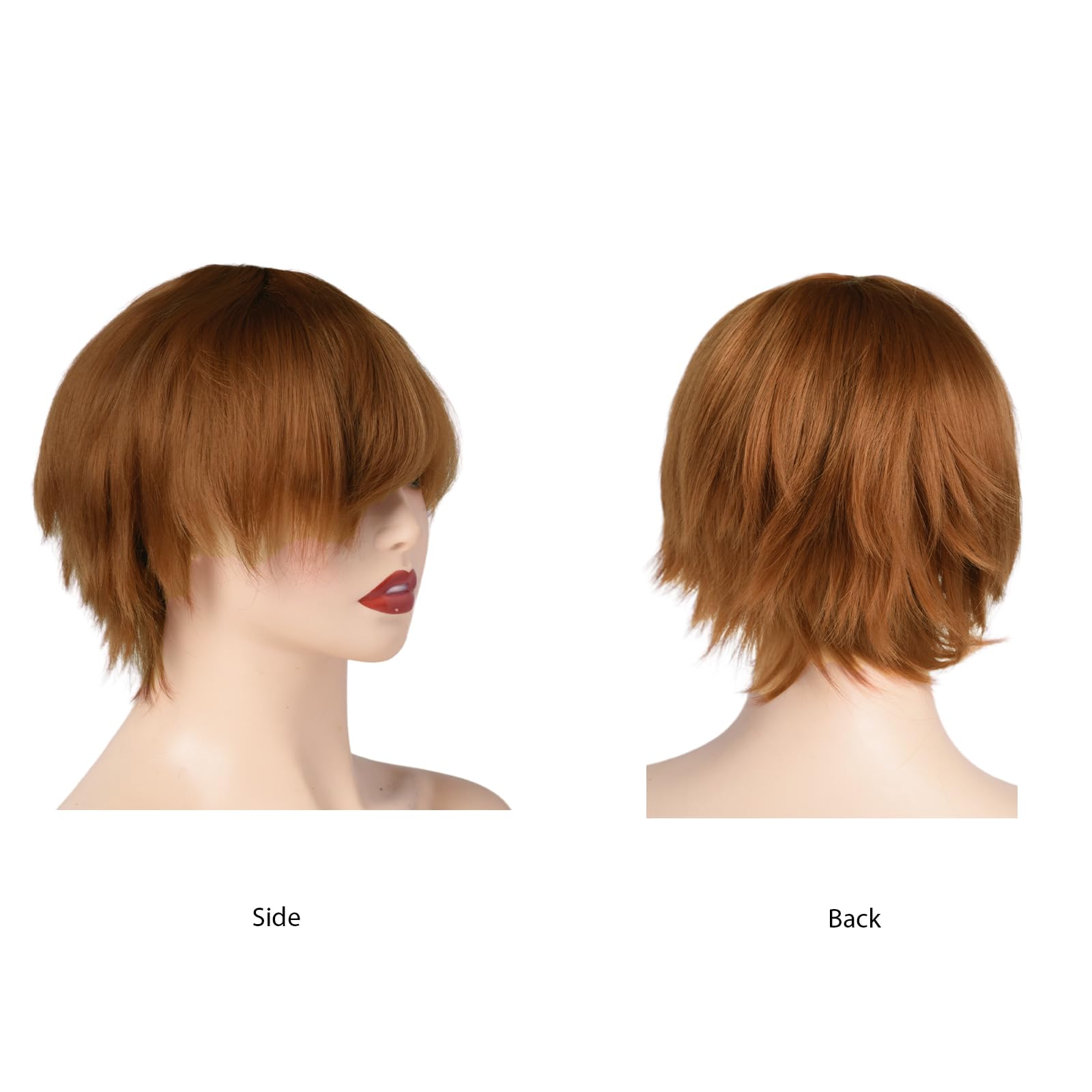 BUYOGET Cosplay Wigs Short Brown Natural Layered Straight 8 Inches Universal Costume Wigs for Men Women Halloween - Image 2