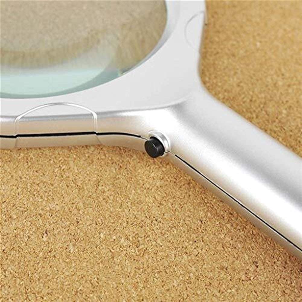 Lupa de Mano con Mango de Metal LED, Lupa, Lupa iluminada para Lectura, microscopio, fácil de Transportar, Mano de Obra Fina, Tacto cómodo.