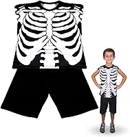 Fantasia Halloween Esqueleto Caveira Infantil Sem Manga P M G Dia das Bruxas