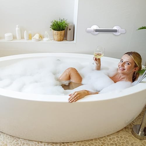 Miniatura 6 de Paquete de 2 manijas de ducha de 13 pulgadas para bañeras, barra de agarre de ducha con succión con indicadores, instalación sin herramientas,