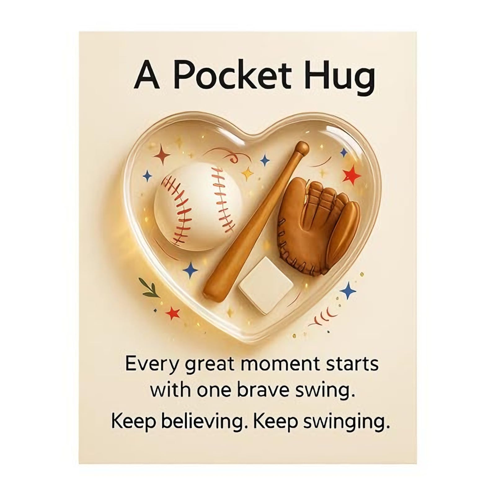 hogtnd Portable Sports Acrylic Pockets Hug Heart Card, Handmade Surprise Sports Theme Pockets Hug Card, Acrylic Love Card, Message Card, Greeting