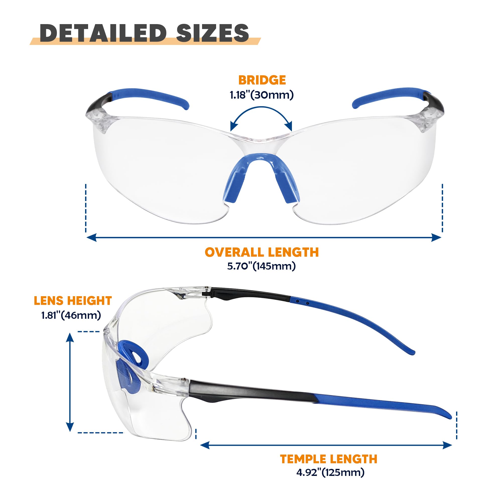 Gafas de seguridad con protección UV ANSI Z87.1, resistentes a los arañazos y a los impactos