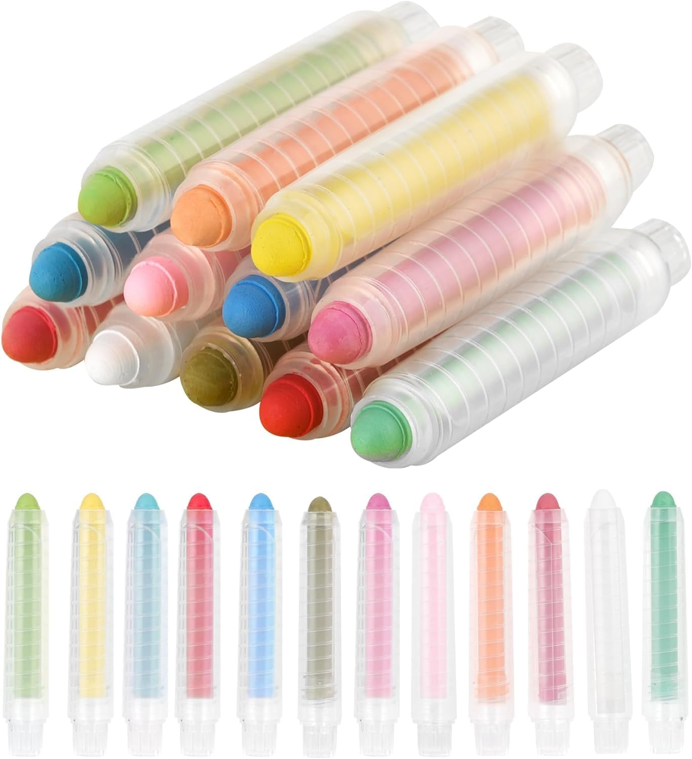 Dustless Washable Chalk for Kids,12 PCS Colored Chalk with Holder, Sidewalk Chalks for Chalkboard Drawing Writing (B)