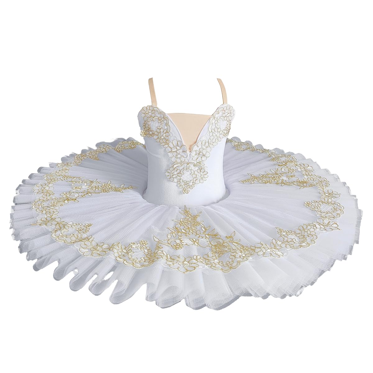 purpleq Mädchen Professionelles Ballett Tutu Kleid Weiß Ballerina Bühne Tanzwettbewerb Kostüm Kinder Damen Schwanensee Party Kleid