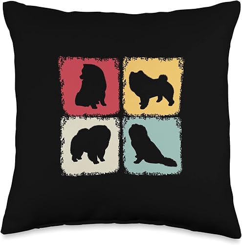 Retro Chow Chow Gift For Dog Owner Chow - Almohada retro para amantes de los perros, 16 x 16 pulgadas, multicolor