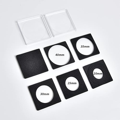 Vista 9 de 96 cápsulas de monedas de 1.811 in, con junta de espuma y caja organizadora de almacenamiento de plástico, 6 tamaños (20/25/27/30/38/1.811 in)