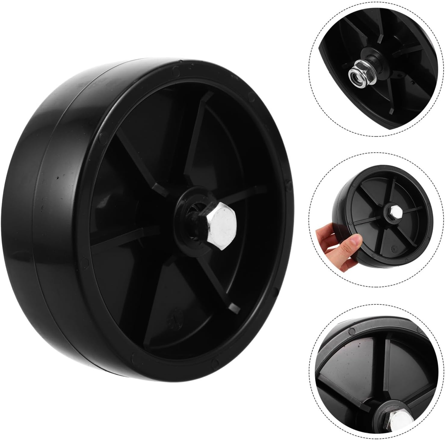 Robust 6-inch Black Plastic Trailer Jack Wheel Replacement for Travel Trailer Support and Repair Sturdy Jack Accessory for Boat and Heavy Duty