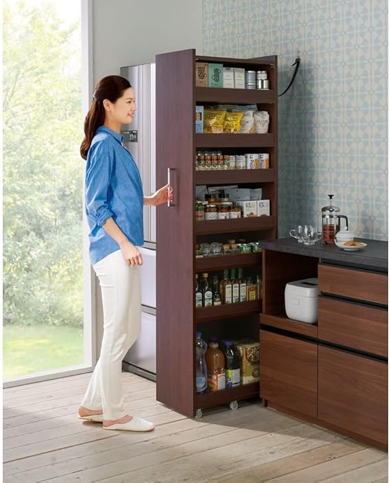 白木/黒塗り dinos 家具 収納 キッチン収納 食器棚 キッチンストッカー