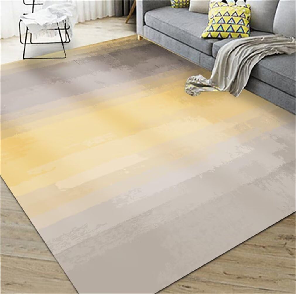 Tapis salon design minimaliste jaune pour chambre d'ado