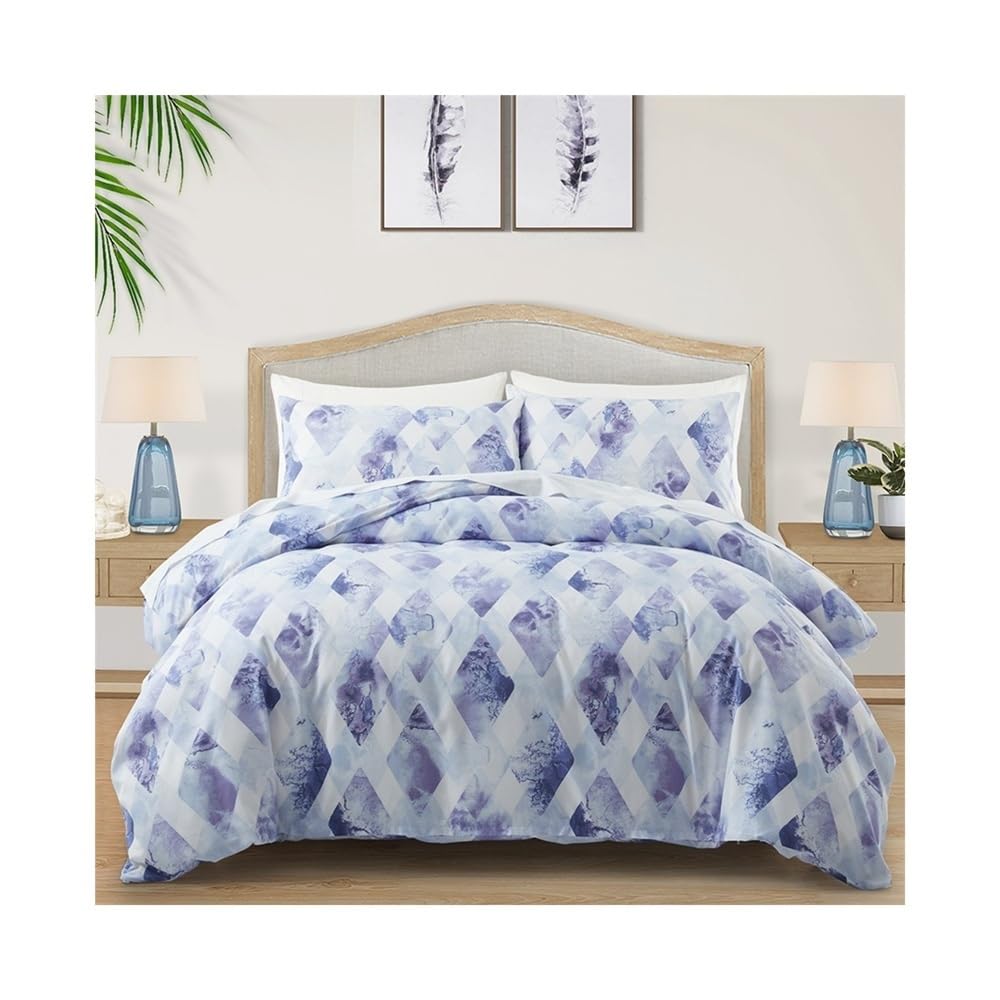 Parure de lit microfibre 135x200 motif géométrique imprimé pour literie moderne