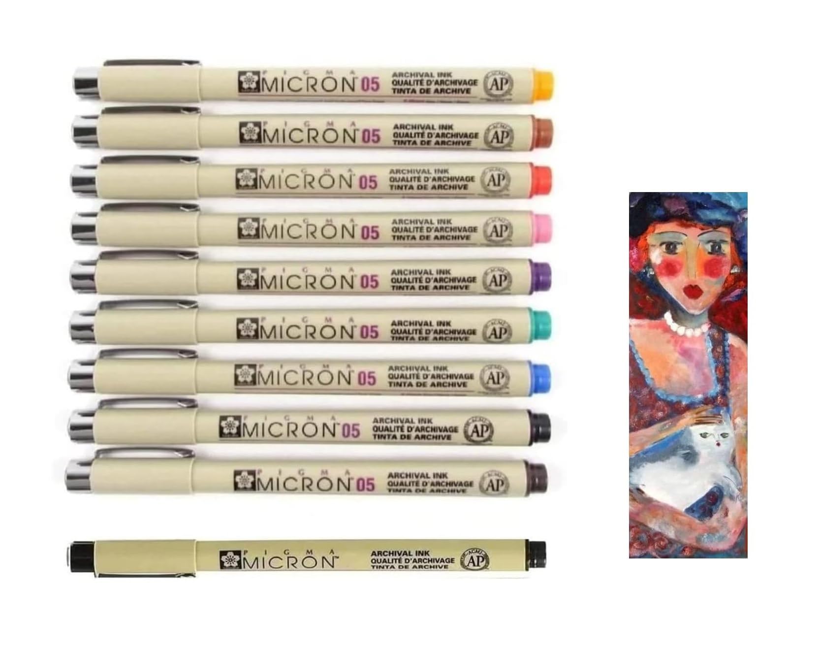 Pigma MICRON Sakura - Set di 9 colori, misura 05 + 1