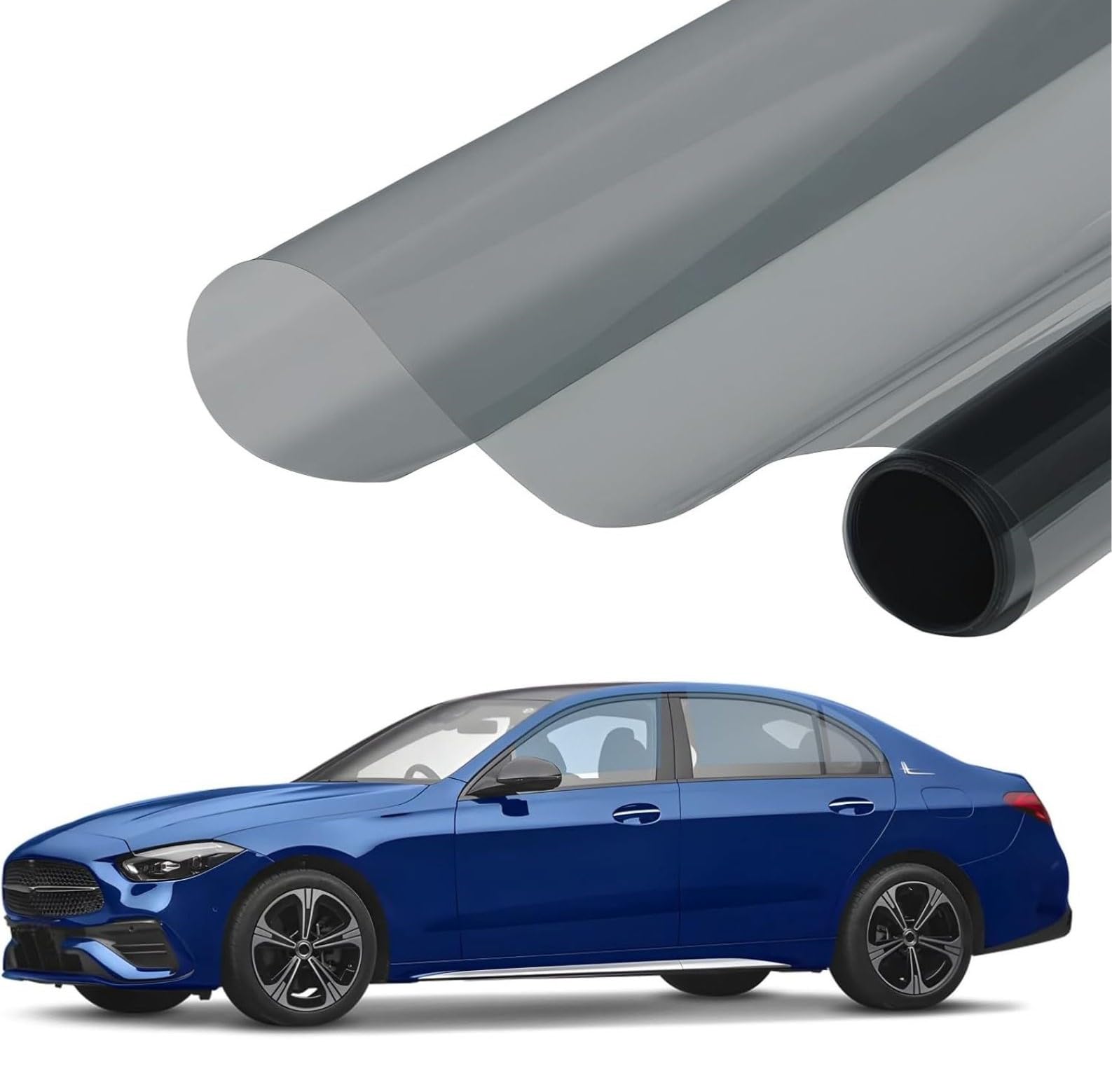 ONETON Light Black 70% Shade Car Window Glass Tint Film Self Adhesive Sun Control Window Film Roll for Car, Van & Vehicles (70% Black Film, 20x48 Inch)