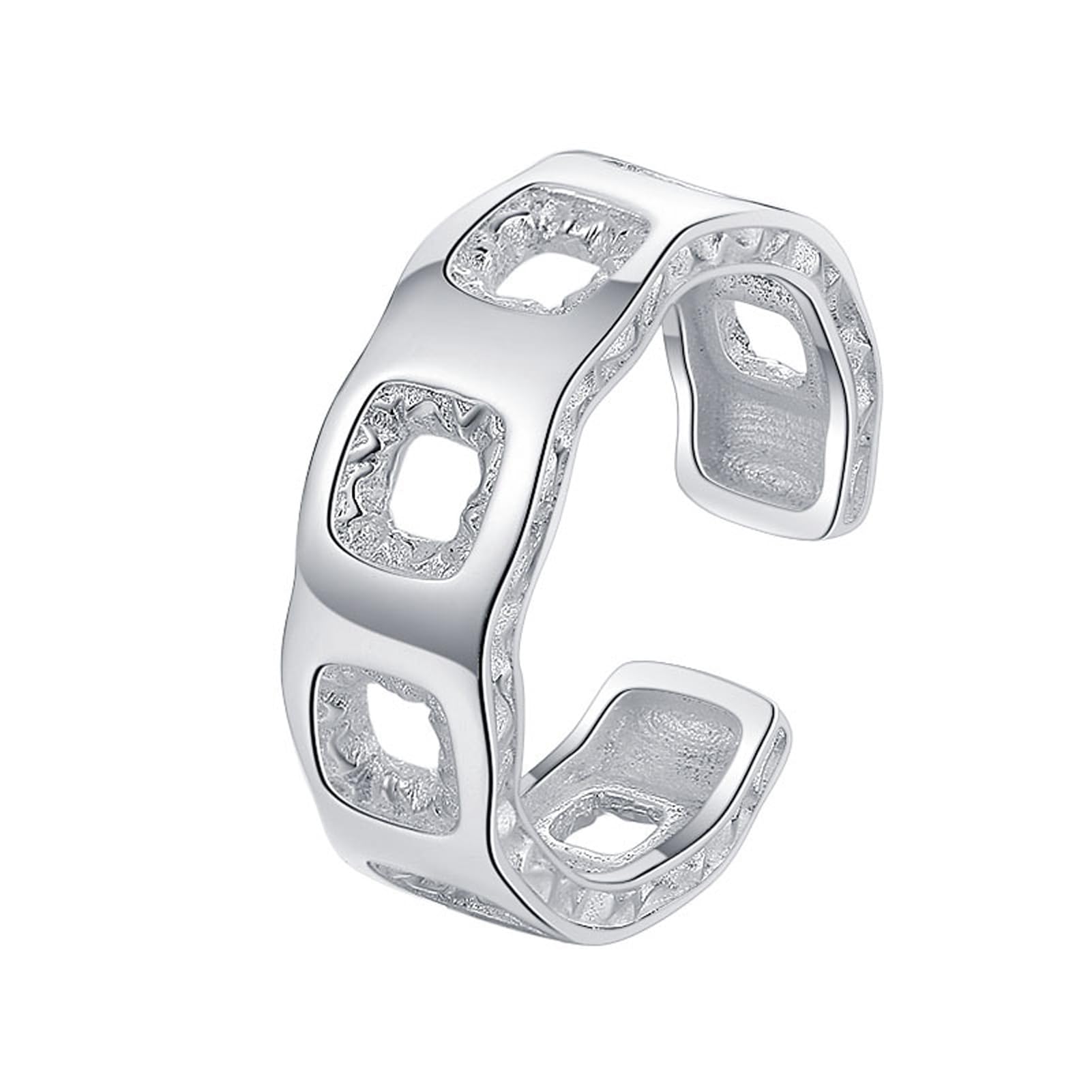 hixswnu Verstellbarer offener Ring aus S925-Silber für Damen, Handaccessoire für Hochzeit, Geburtstagsgeschenk für Damen und Mädchen