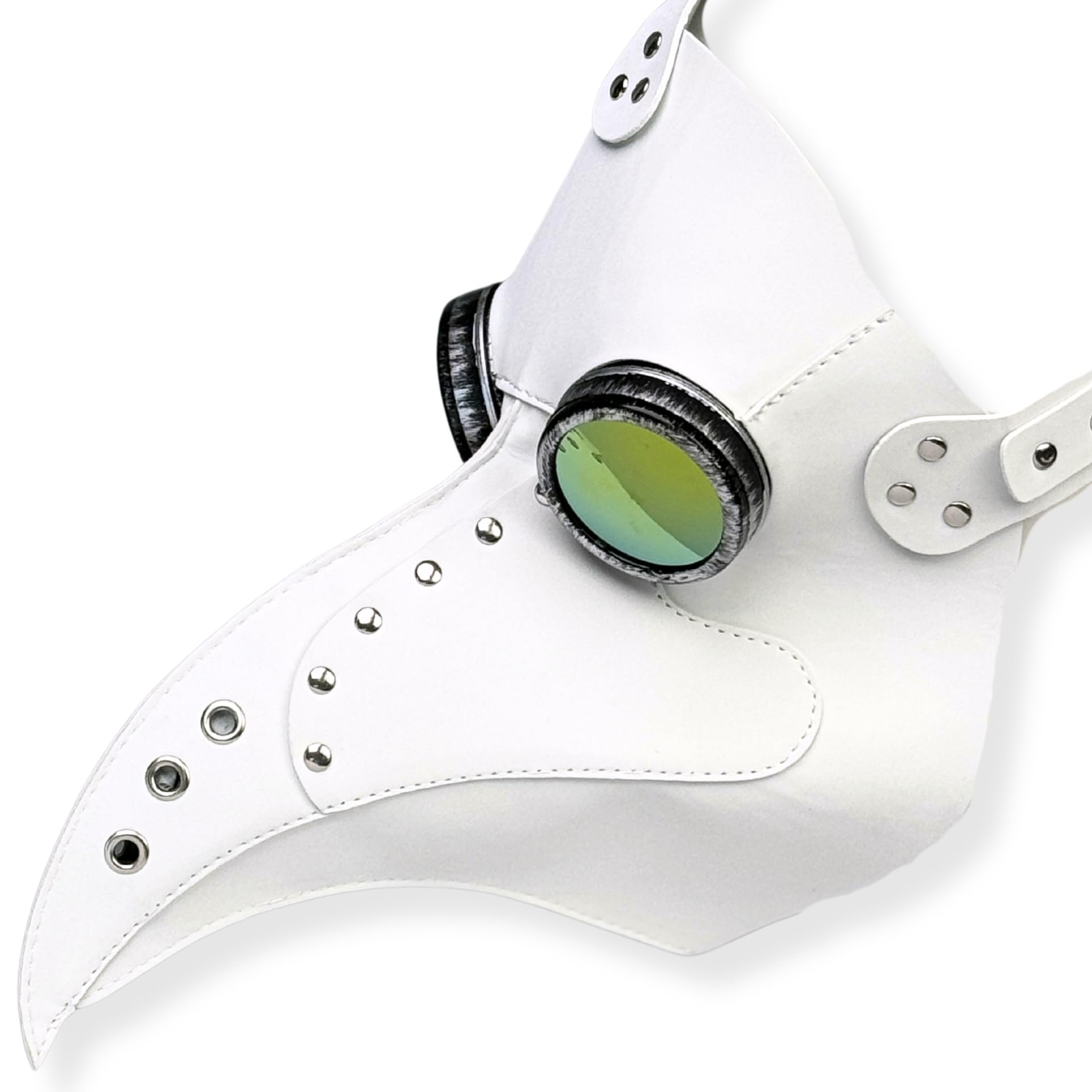 Plague Doctor Mask Long Nose Bird Masquerade Mask Steampunk Cosplay Halloween Costume Mask: White/Sunset Lens