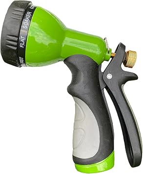 Rugg Vibrant 9 Pattern Hose Nozzle, Ergonomic Nozzle for Garden Hose with Adjustable Patterns, Green