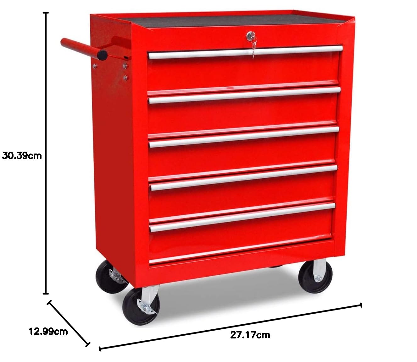 vidaXL Carrito de Herramientas con 5 Cajones Acero Rojo Caja Bricolaje Ruedas