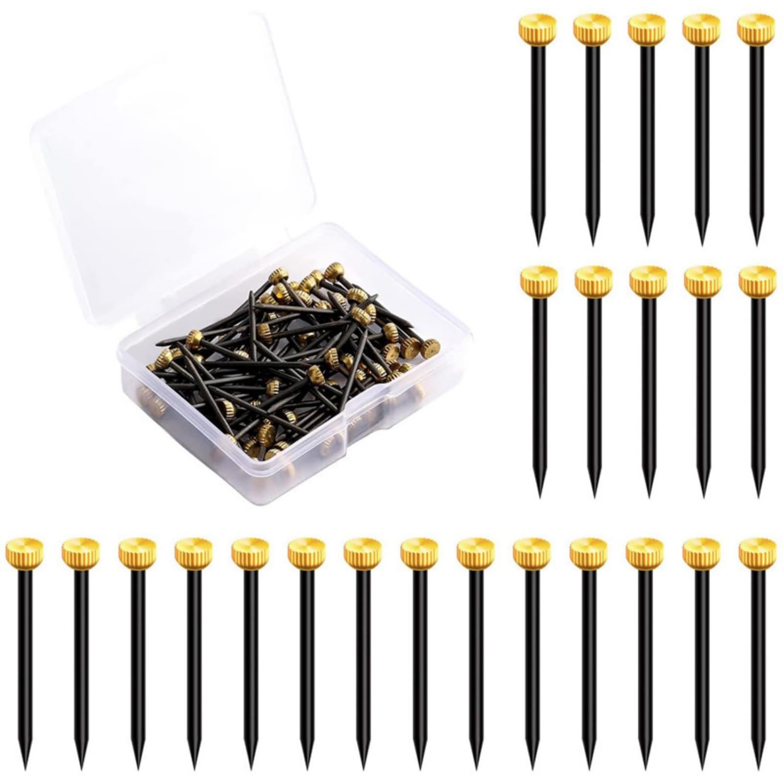 50 Pieces Nails for Wall, Wall Hanging Hooks for Picture Frames and Art Displays, Brass Head Design with Minimal Wall Damage, Complete Set in Storage Box-image-48