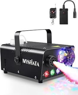 MOSFiATA Fog Machine with Disco Light 600W Smoke Machine RGB LED lights, 2300 CFM Spray, Remote Control, Perfect for Halloween, Christmas, Wedding, Party, Club, DJ Stage Effect