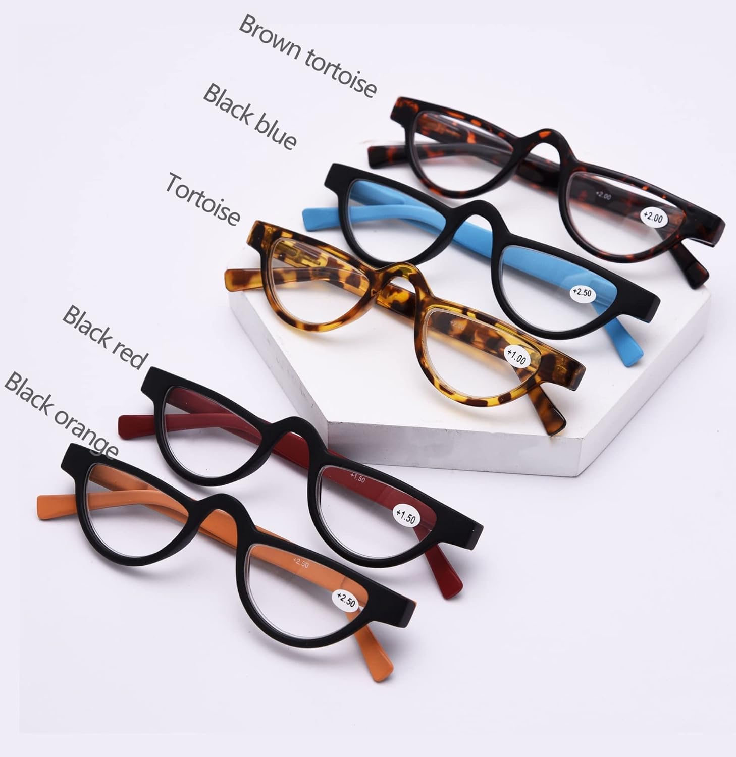 Retro Half Moon Okulary Do Czytania Anty Niebieskie światło Okulary Komputerowe Czytnik Zawiasów Sprężynowych Dla Mężczyzn I Kobiet, Orange, 3.5x