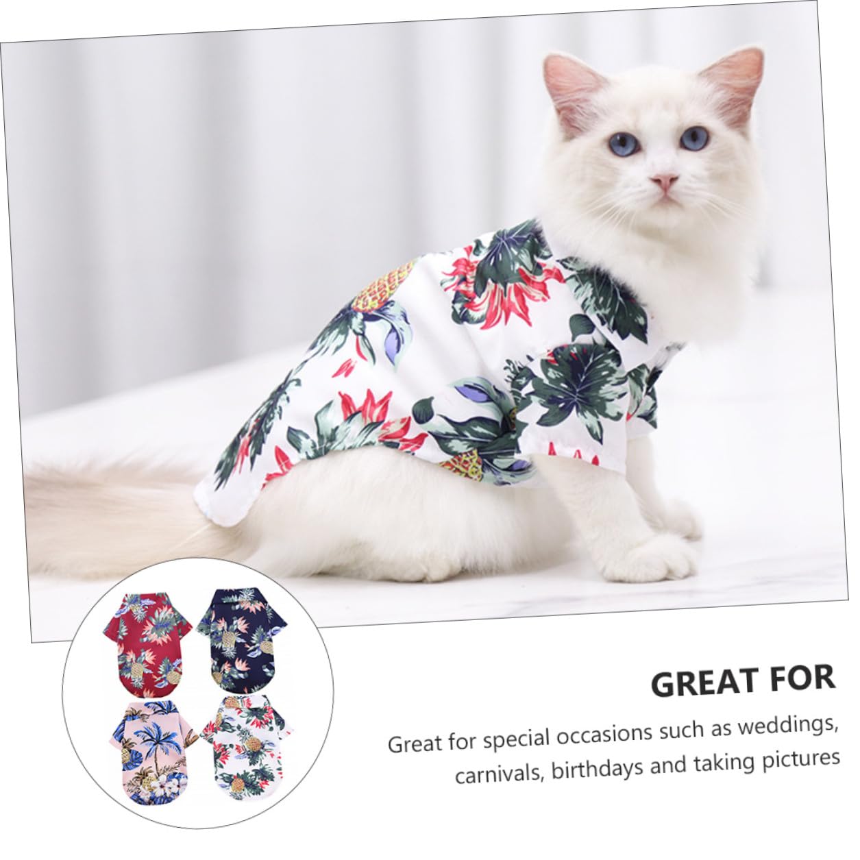 Camisa Hawaiana para Perros y Gatos, 4 Piezas XS Colores Marino, y Burdeos, Poliéster Transpirable y Cómodo para Playa, Verano y Fiestas