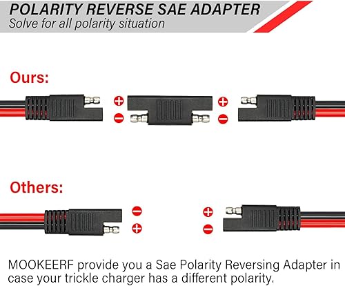 Miniatura 5 de Cable de extensión SAE de 10 AWG  2 pies SAE a SAE de desconexión rápida, cable de extensión de cargador de batería, resistente con adaptador de