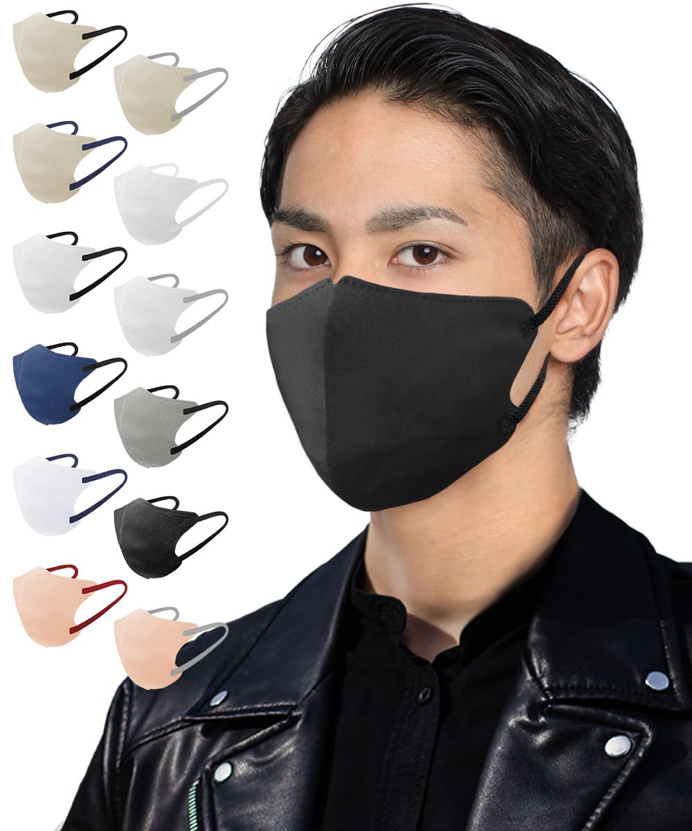 [ＴＪ ＴＲＡＤ　ＪＡＰＡＮ] バイク フェイスマスク 大きめ マスク 日本製 不織布 (大きめ30枚個包装, ブラック×ブラック)商品画像