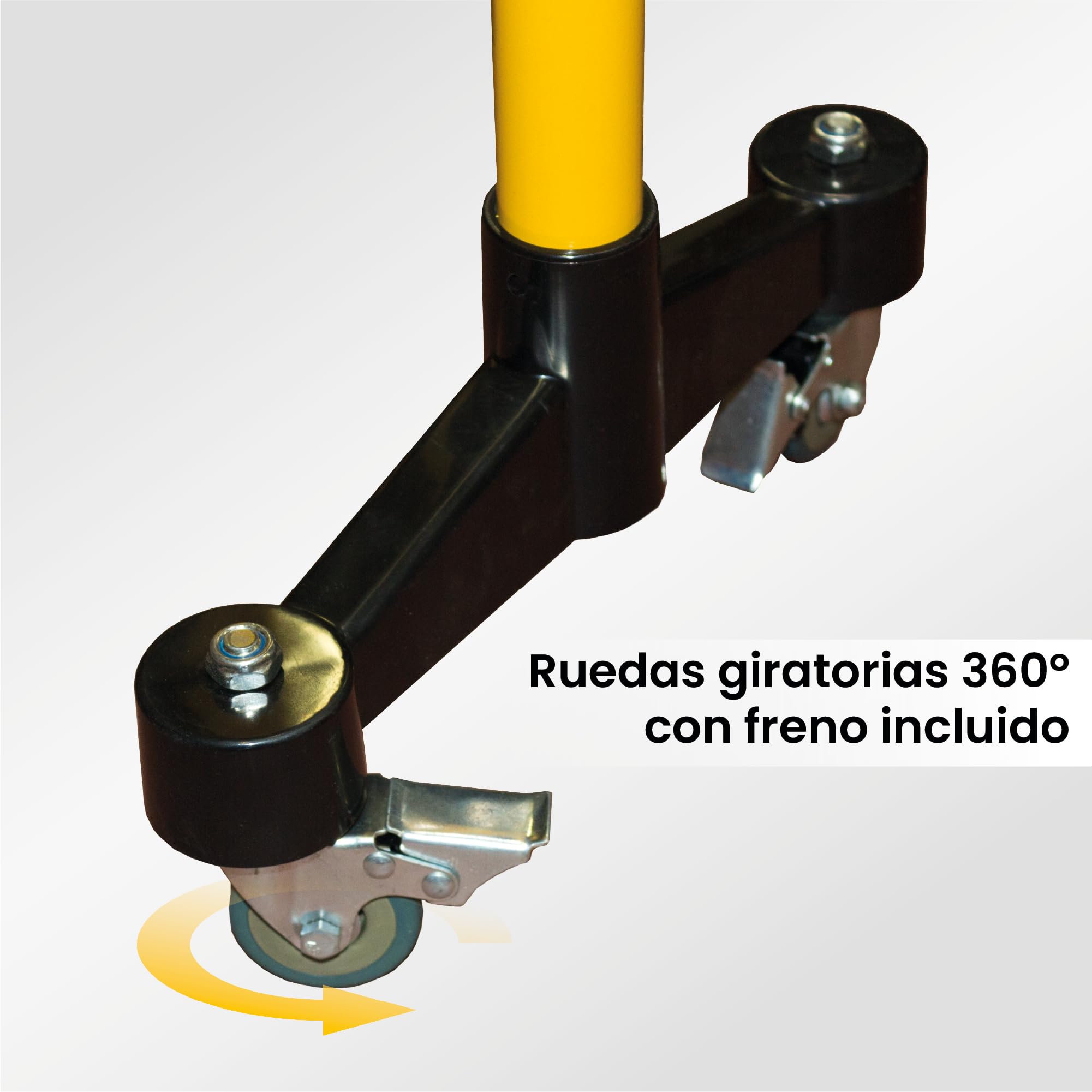Barricada Extensible 3m con Ruedas Freno Vallas Obra Barrera Metálica Portátil Seguridad Construcción Negro/Amarillo