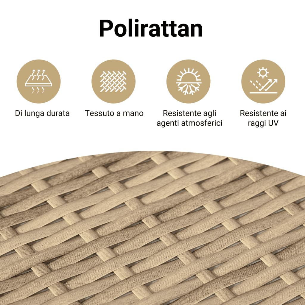 Tavolo da Giardino Beige 110x110x71cm Polyrattan Legno Acacia vidaXL