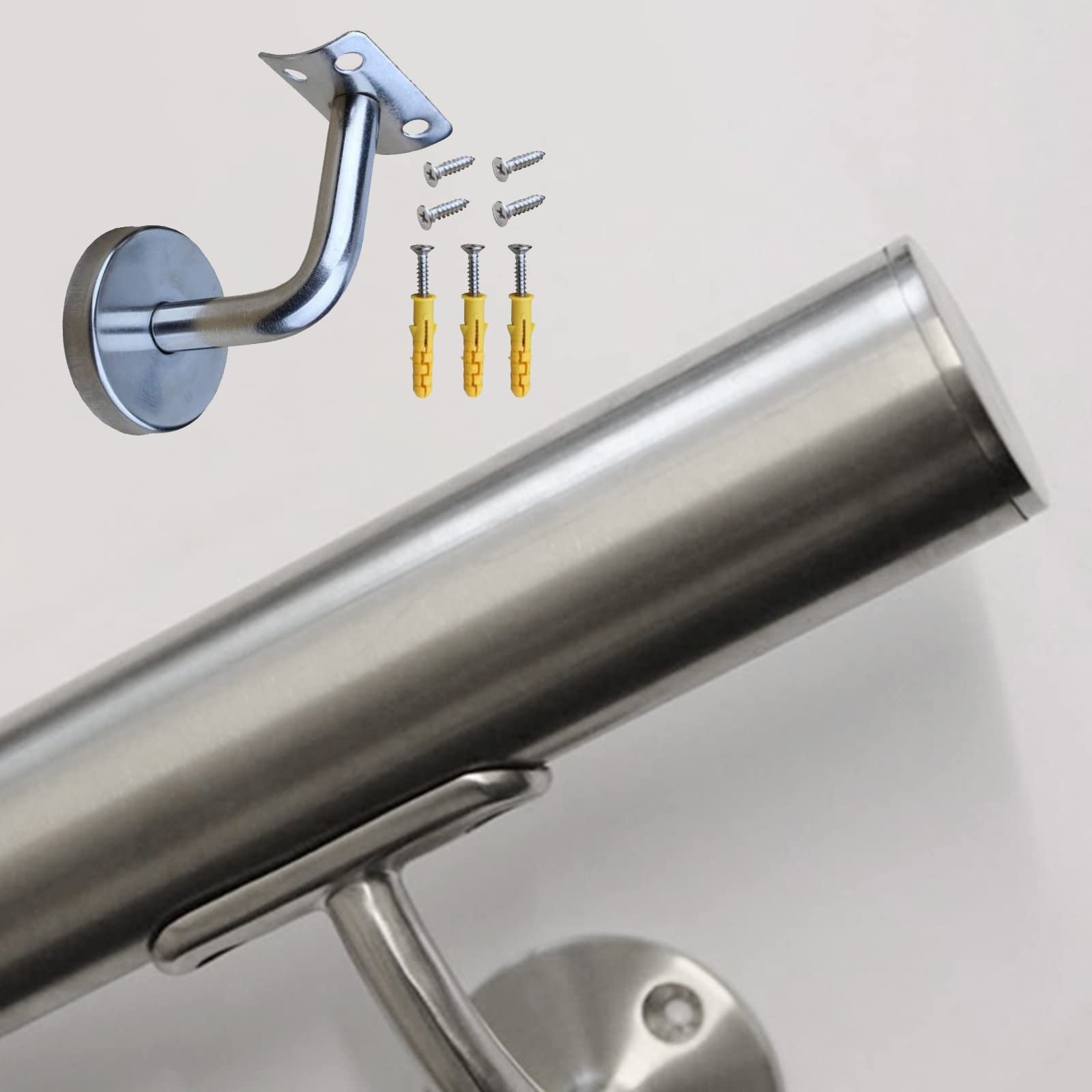 Handlauf Handläufe Geländer Treppen 2m 3m 4m 5m 6m 7m 8m Extra Lange Treppenhandläufe Mit Beschlägen Und Endkappe, Treppenhandlauf Rostfreier Stahl Wandmontage 5 8 10 12 15 18 20 22 25 Feet ( Size : 5