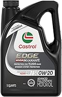 Castrol EDGE High Mileage 0W-20 Full Synthetic Motor Oil, 5 Quart - Advanced Protection for 75K+ Mile Engines