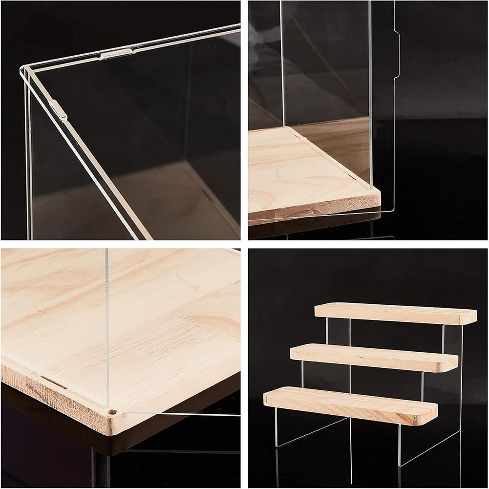 Vitrine Acrylique Transparente 3 Niveaux 32x26x29cm - Présentoir Figurines Et Collections Antipoussière