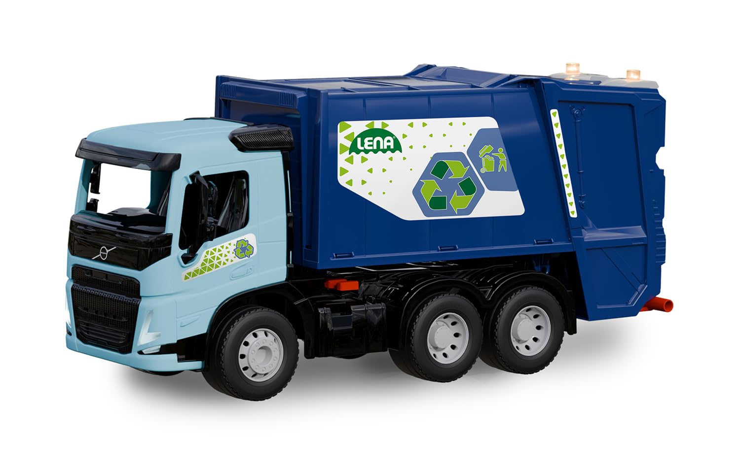 LENA® WORXX Volvo FMX Trash Truck - 52 cm Toy Truck with Lifting Mechanism, 3 Axles Steel, TÜV-Certified, for Indoor and Outdoor Use, Made in Europe