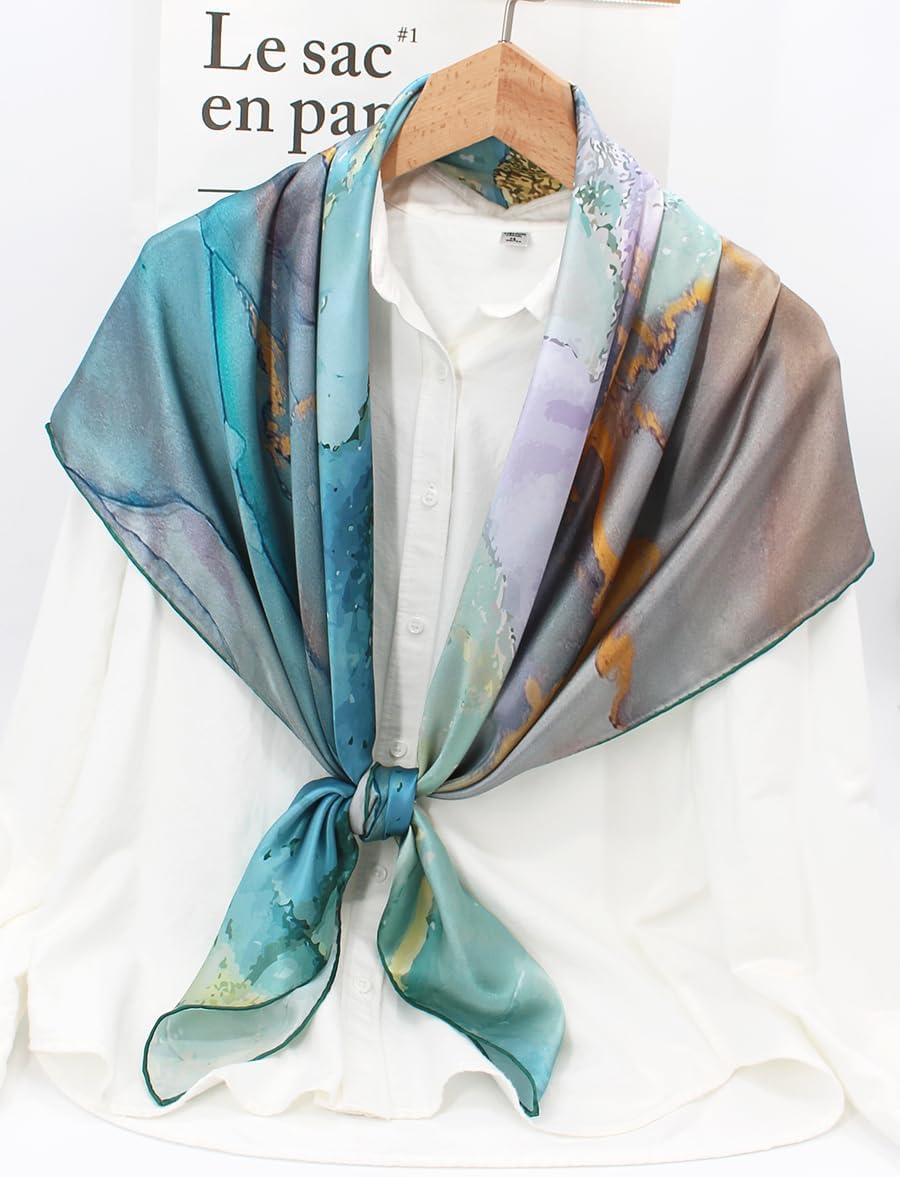 ANDANTINO 100% Silk Scarf 43" Large Square Lightweight Headscarf& Shawl–Women Hair Wraps-With Gift Packed - Image 6