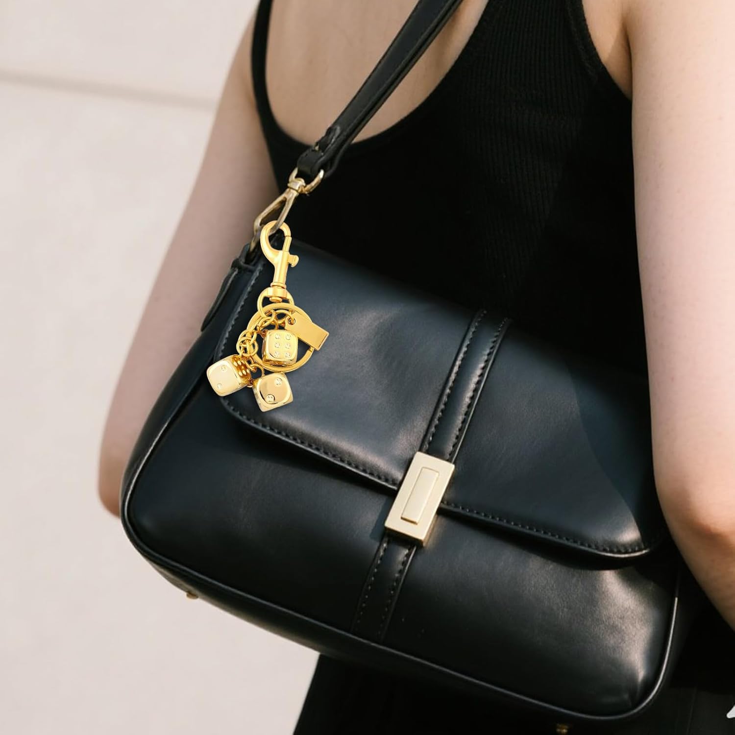 Angyape Cool Dice Keychain Sliver Gold Bag Charms Purse Charms for Handbags Tote Bags Backpack Accessories Gift for Women Man - Image 2