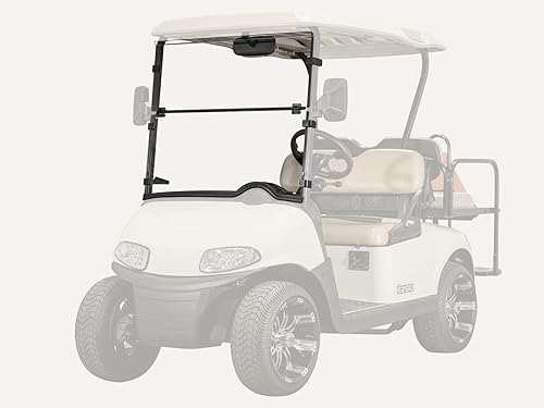 SuperATV Corsa Blue E-Z-GO RXV - Parabrisas abatible, policarbonato resistente a los arañazos, transparente, sin ventilación