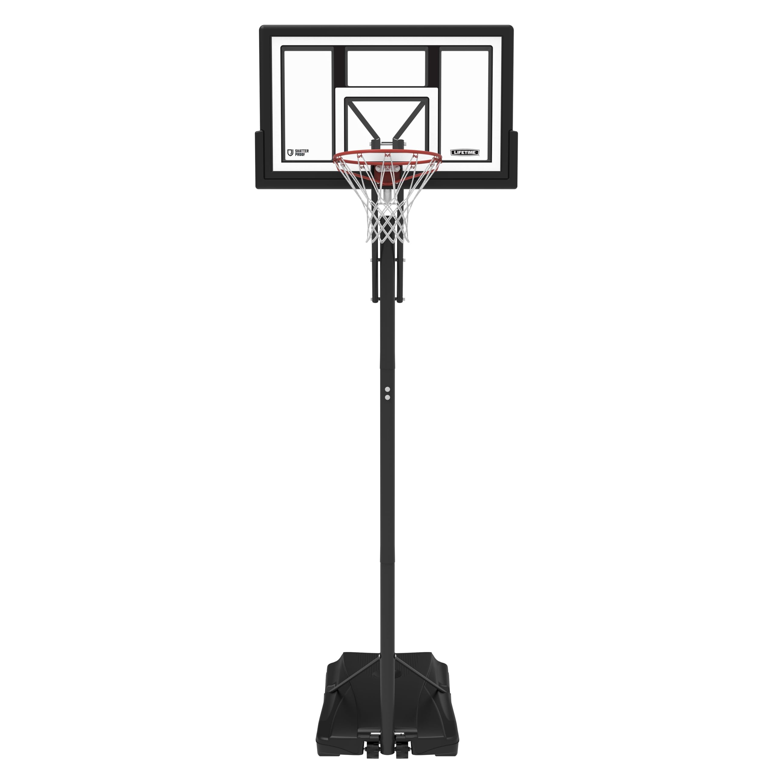 lifetime 50-inch portable basketball hoop, shatterproof fusion backboard, 8-10ft adjustable height