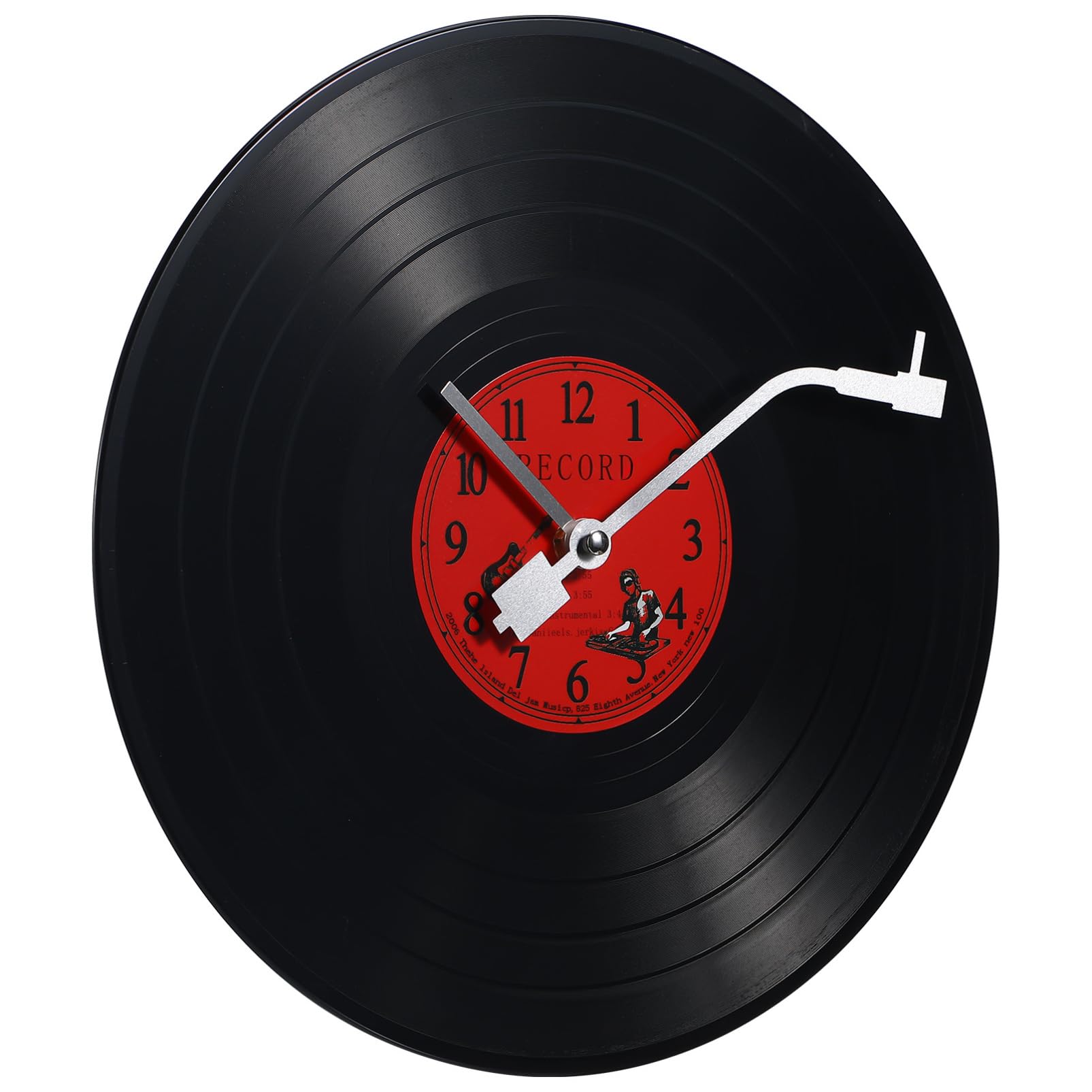 Horloge murale vinyle Kichvoe noire 30 cm, mécanisme silencieux